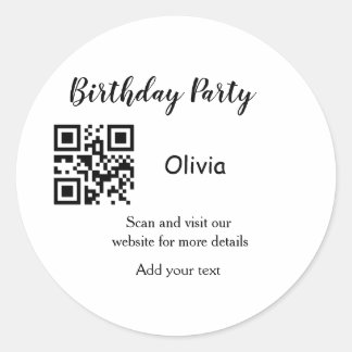 Sticker Rond Simple site de fête d'anniversaire code-barres QR 