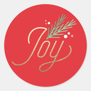 Sticker Rond Simple Sprig Faux Foil Noël