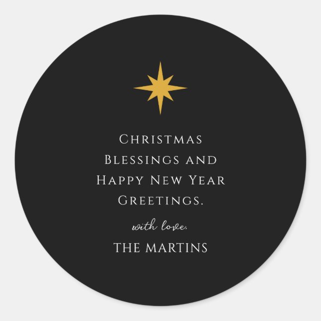Sticker Rond Simple Star de Noël Personnalisé Religieux (Devant)