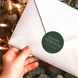 Sticker Rond Simple Style Happy Holidays   Nom   Vert