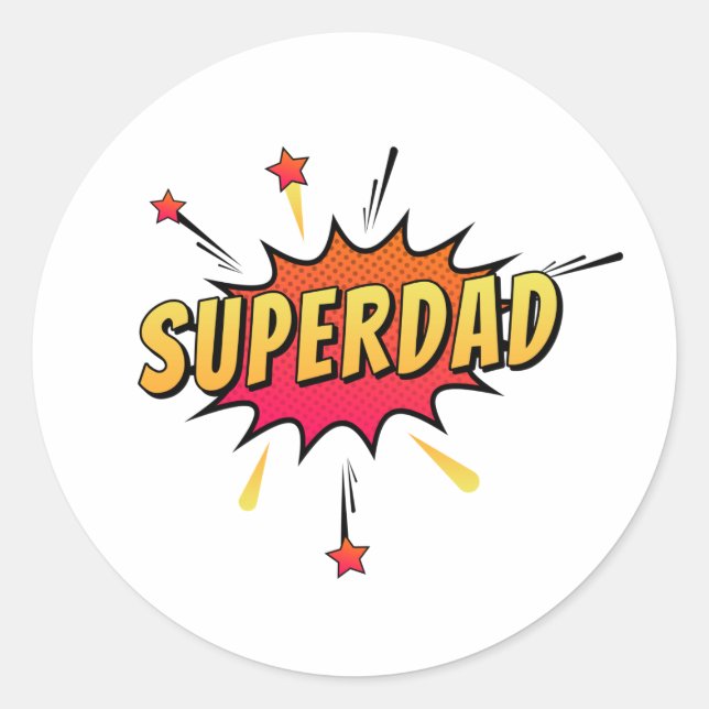 Sticker Rond Simple Superdad Comique Retro Pop Art | Autocollan (Devant)