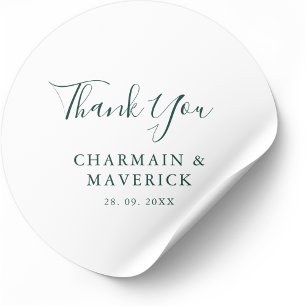 Sticker Rond Simple Texte Mariage Vert Émeraude