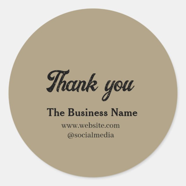 Sticker Rond Simple thank you add business name details text  t (Devant)