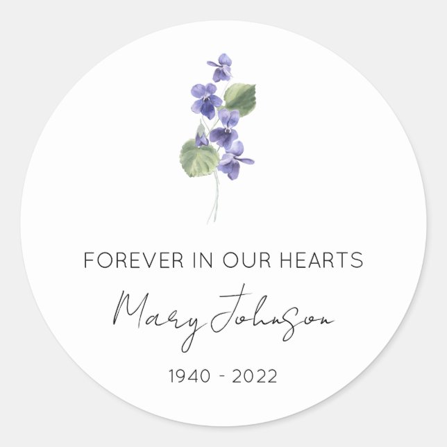 Sticker Rond Simple Violet Mémorial  (Devant)