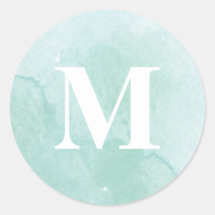 Sticker Rond Simple Watercolor Monogram