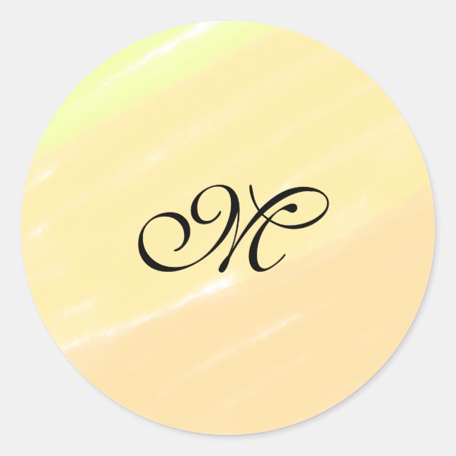 Sticker Rond simple yellow watercolor lines add your monogragra (Devant)