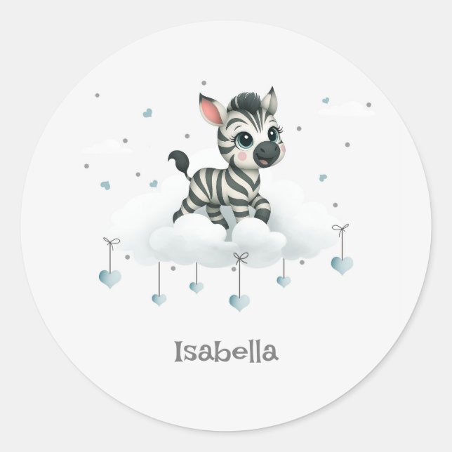 Sticker Rond Simple zèbre de dessin animé mignon (Devant)