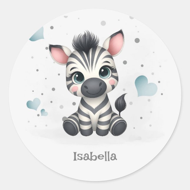 Sticker Rond Simple zèbre de dessin animé mignon (Devant)