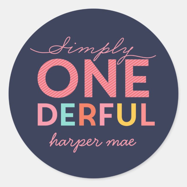 Sticker Rond SIMPLEMENT ONEDERFUL MERVEILLEUX (plus lumineux) (Devant)