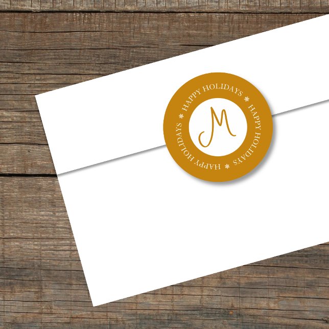 Sticker Rond Simplistic Snowflakes Joyeuses Fêtes Jaunes Jaunes (Créateur téléchargé)