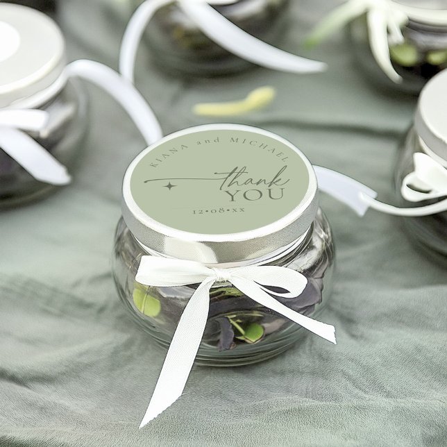Sticker Rond Simply Chic Mariage Merci Sage Green ID1046 (Créateur téléchargé)