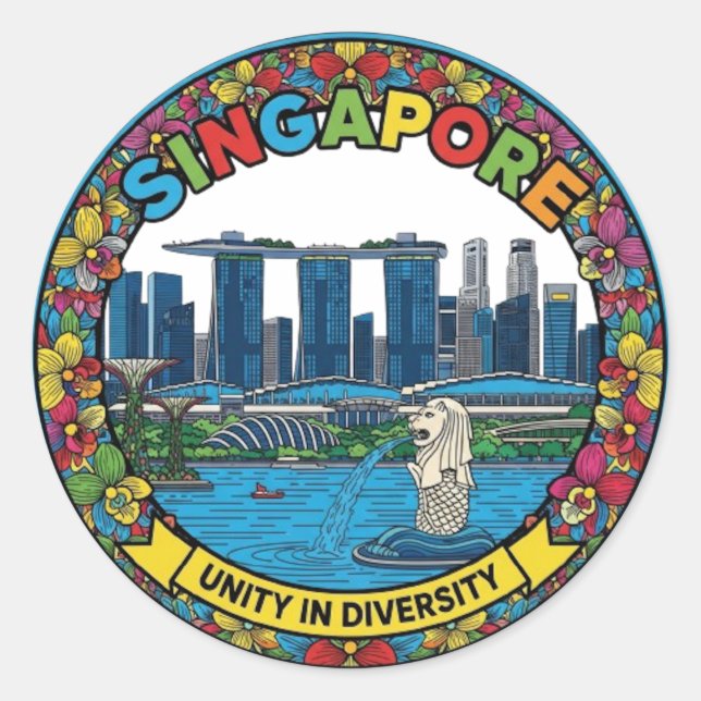 STICKER ROND SINGAPOUR (Devant)