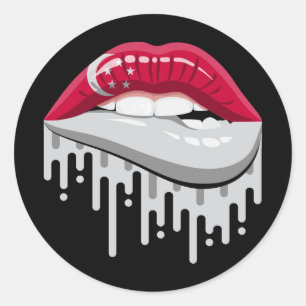 Sticker Rond Singapour lèvres fierté drapeau