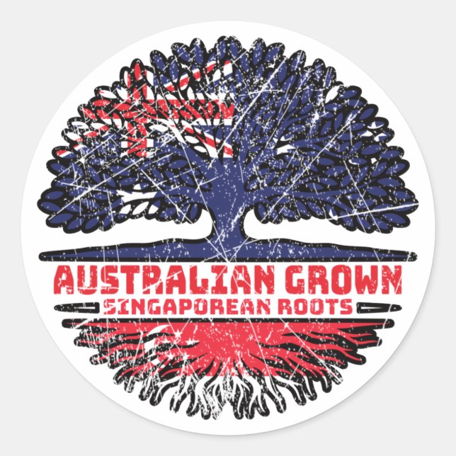 Sticker Rond Singapour Singapour Singapour Singapour Australie  (Devant)