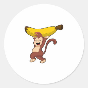 Sticker Rond Singe à la banane