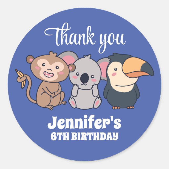 Sticker Rond Singe animal sauvage Koala fête d'anniversaire (Devant)