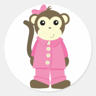 Sticker Rond Singe au pyjama