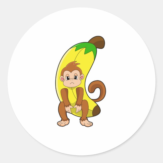 Sticker Rond Singe avec banane (Devant)