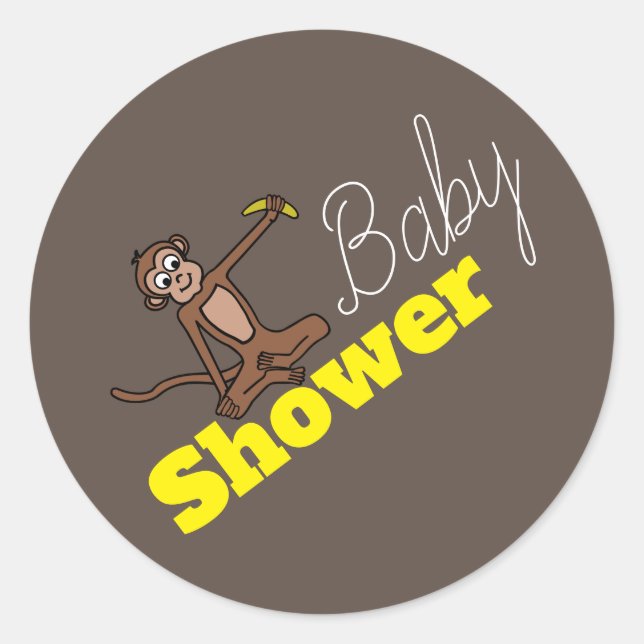 Sticker Rond Singe, Baby shower (Devant)