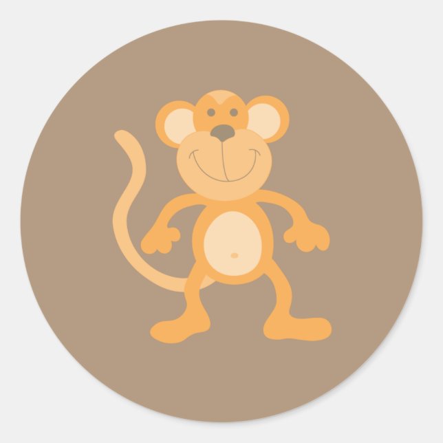 Sticker Rond Singe caricaturale mignon (Devant)