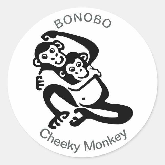 Sticker Rond Singe Cheeky - BONOBO - Faune Afrique (Devant)