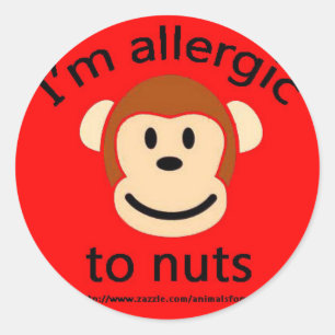 Sticker Rond Singe d'alerte d'allergie d'écrou