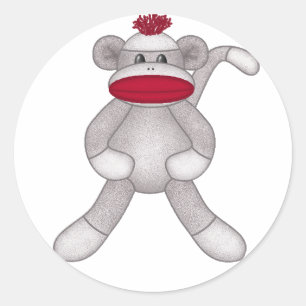 Sticker Rond Singe de chaussette