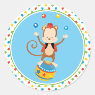 Sticker Rond Singe de cirque du thème   de cirque   jonglant