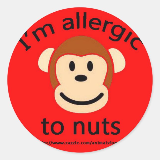 Sticker Rond Singe de l'alerte d'allergie aux noix (Devant)