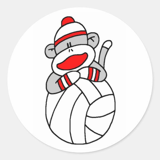 Sticker Rond Singe de volley-ball (Devant)