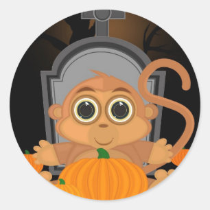 Sticker Rond Singe d'Halloween