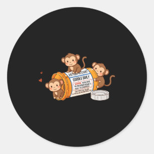 Sticker Rond Singe drôle antidépresseur Zoo Garçons Filles Enfa