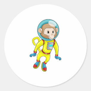 Sticker Rond Singe en astronaute
