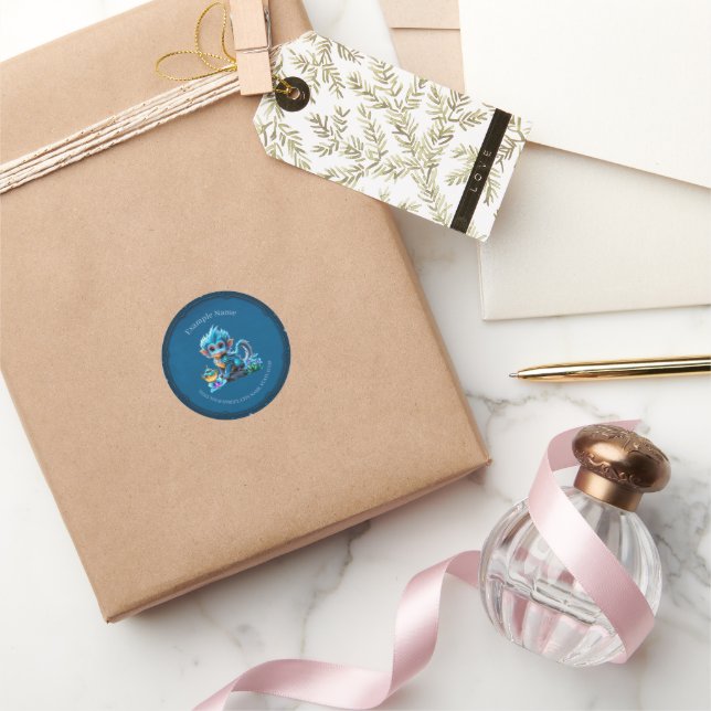 Sticker Rond Singe imaginaire mignon (Cadeaux)