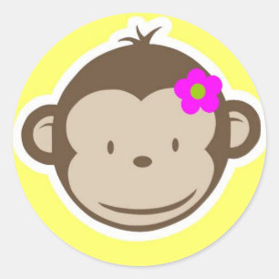 Sticker Rond Singe jaune Girly