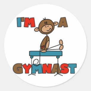 Sticker Rond Singe je suis T-shirts et cadeaux d'un gymnaste