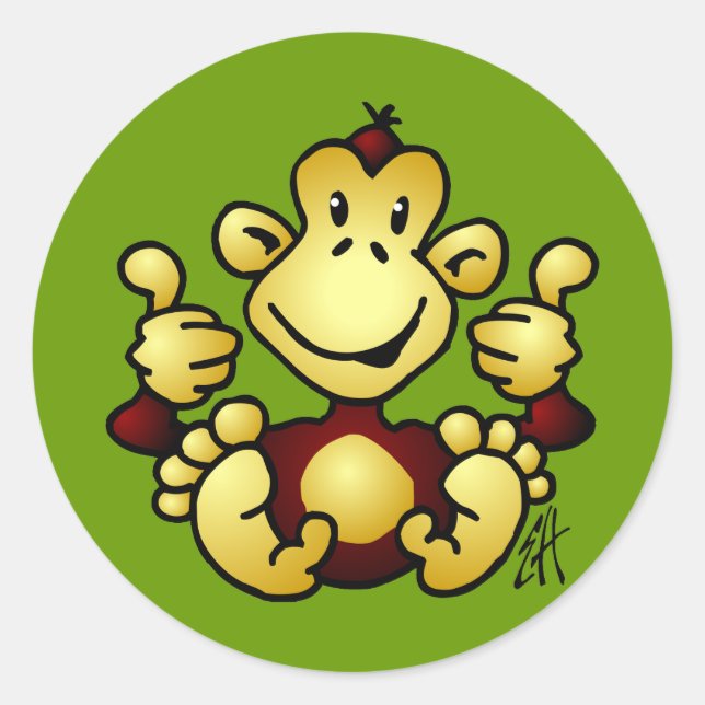 Sticker Rond Singe maniaque (Devant)