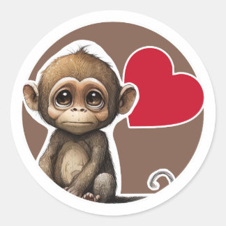 Sticker Rond Singe mignon