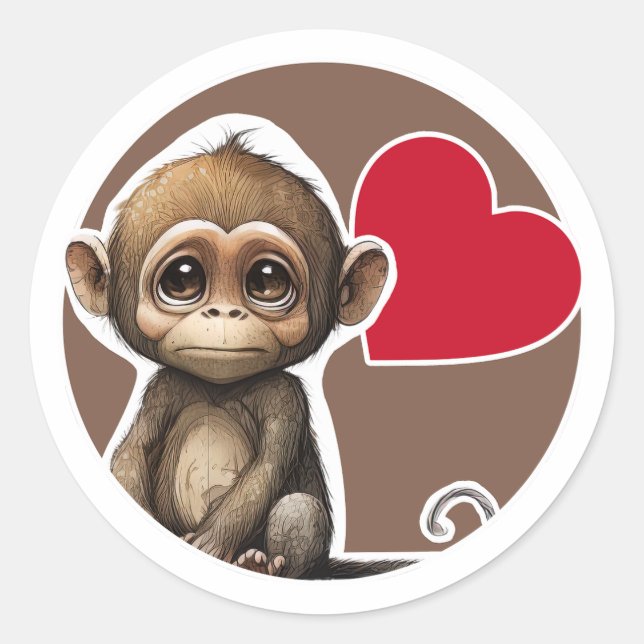 Sticker Rond Singe mignon (Devant)