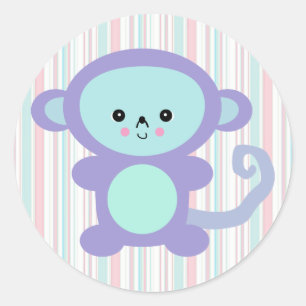 Sticker Rond singe pourpre kawaii