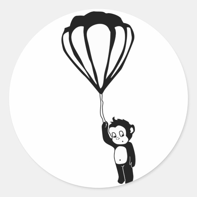 Sticker Rond singe volant : montgolfière (Devant)