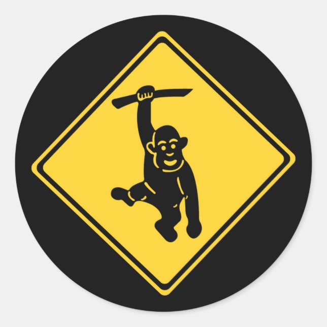 Sticker Rond Singes de prudence, Panneau de signalisation, Taïw (Devant)