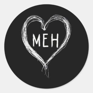 Sticker Rond Singles de la Journée anti-Valentines Meh Valentin