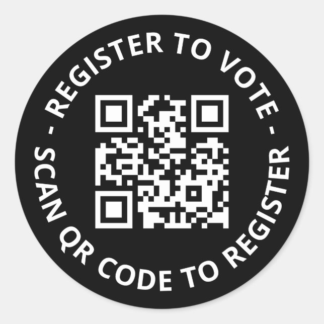 Sticker Rond S'inscrire pour voter le code QR scannable personn (Devant)