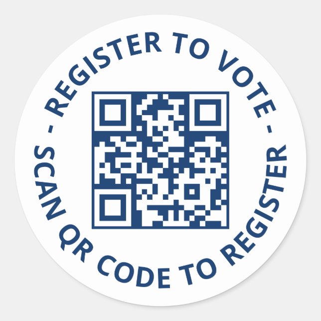 Sticker Rond S'inscrire pour voter scanner QR Code marine blanc (Devant)