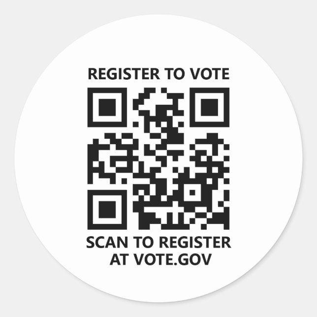 Sticker Rond S'inscrire pour voter scanner QR Code personnalisé (Devant)