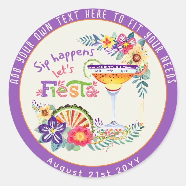 Sticker Rond Sip Happens ! FIESTA Custom (Devant)