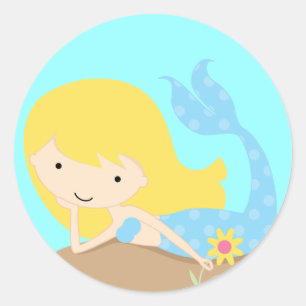Sticker Rond Sirène bleue Cute KRW