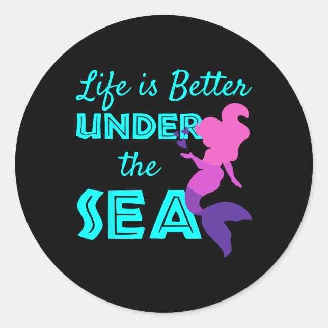 Sticker Rond Sirène de natation plongée  (Devant)