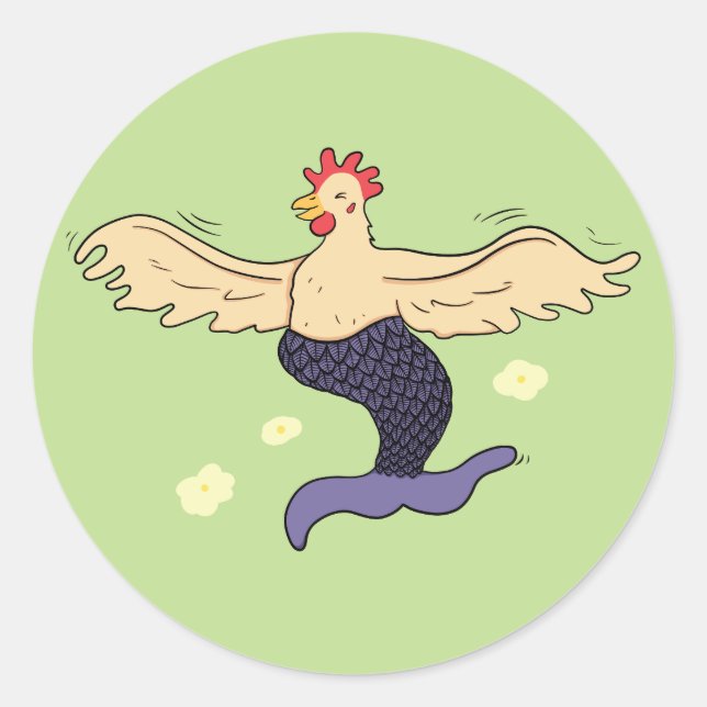 Sticker Rond Sirène de poulet (Devant)
